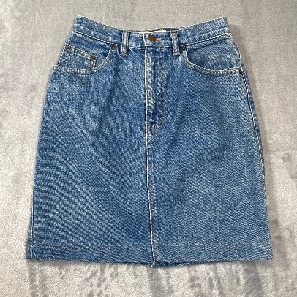 Vintage Calvin Klein Sport High Waisted Denim Mini Skirt Blue Size 4 Made in USA